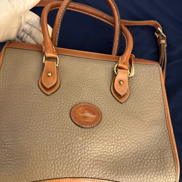 Vintage Autumn Bag - Dooney & Bourke Pebbled Leather Shoulder Brass - Picture 1 of 5